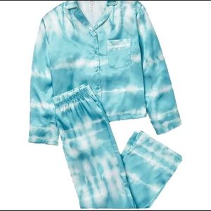 Justice Girl's tie dye silky button up pajama . It does not come with eye mask.